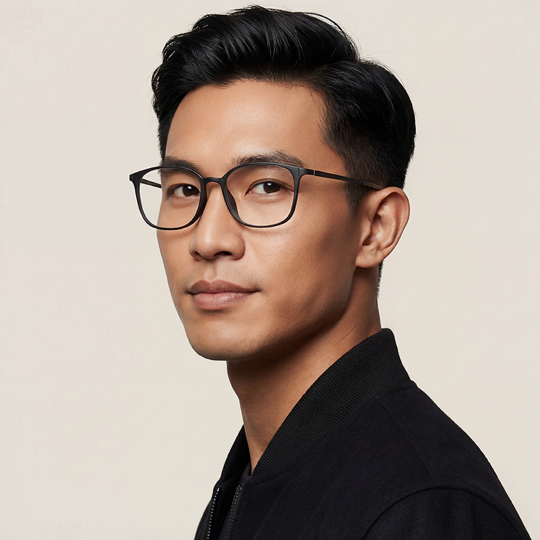 OWNDAYS | AIR Black Full Rim Wellington left side